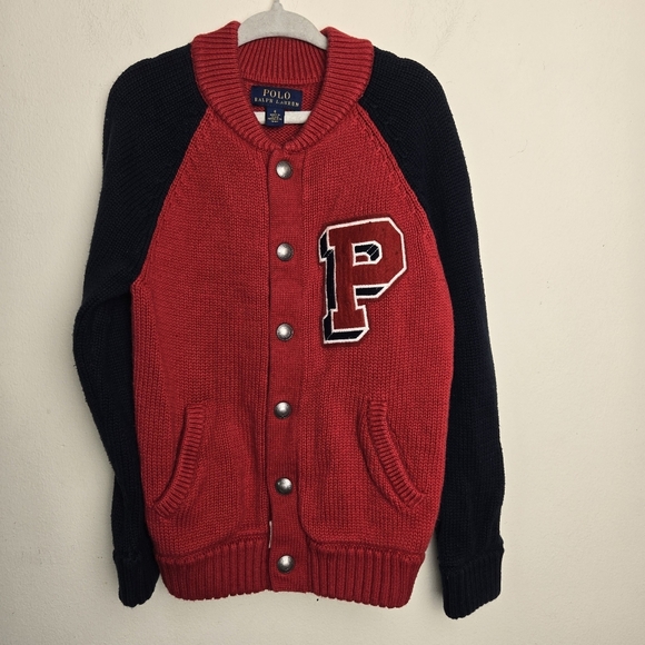 Polo Ralph Lauren Varsity Cardigan size 6 100% Cotton - Picture 1 of 7